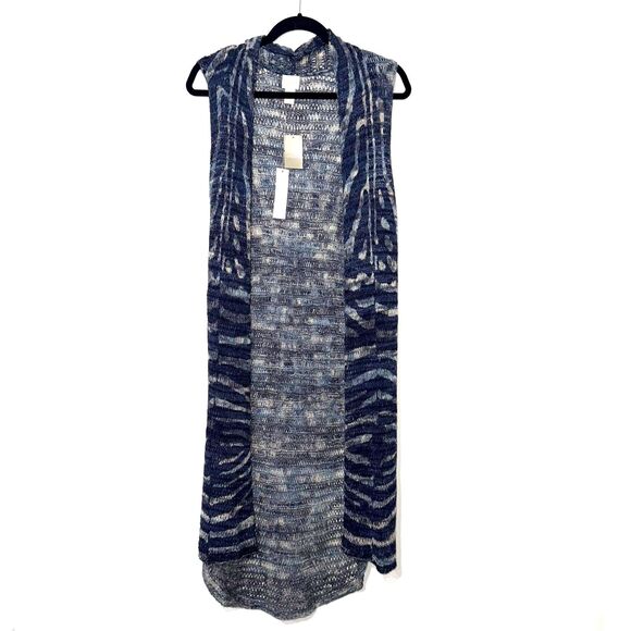 Chicos Abstract Tweed Vienna Vest Sweater Sleeveless - Blue Combo 2/L - Picture 3 of 7